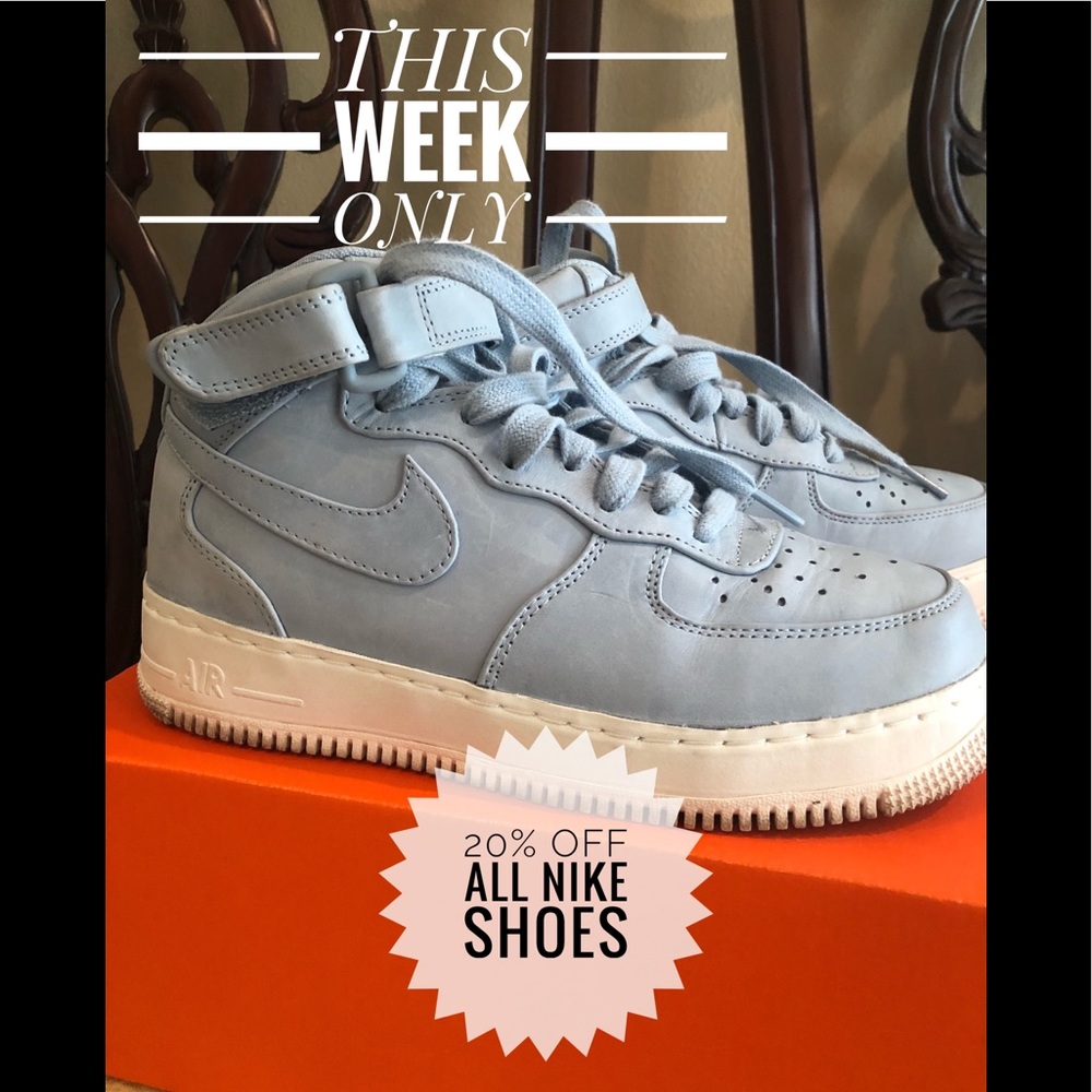 UNISEX AirForce1 NIKE baby blue high top shoes